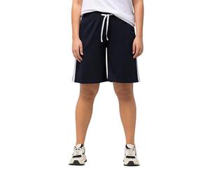 Ulla Popken, Femme, Grandes Tailles, Short en Jersey, Jambes Larges, Bandes contrastées, Noir, 40W x 32L