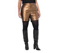 Ulla Popken Femme Grandes Tailles Short en Similicuir, Coupe Large et Ceinture Confortable Or cuivre 58+ 813100650-58+