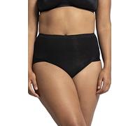 Ulla Popken Femme Grandes Tailles Slip en Microfibre, Bords Larges Taille Haute Noir 46+ 497459 10-46+