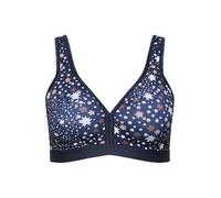 Ulla Popken Femme Grandes Tailles Soutien-Gorge Minimiseur, sans Armatures, Motif étoiles - Bonnets B-D Bleu Nuit 100D 830407139-100D