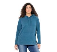Ulla Popken Femme Grandes Tailles Sweat à Capuche et Manches Longues, Cordon Fantaisie et Style Vintage pétrol 50+ 842072751-50+