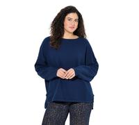 Ulla Popken Sweatshirt mit Offenen Kanten, Encre Bleue, 58-60 Femme