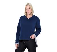 Ulla Popken Femme Grandes Tailles Sweat-Shirt 2-en-1 Tendance, col en V et Manches Longues Bleu Encre 54+ 835016740-54+