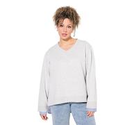 Ulla Popken 2-in-1-sweatshirt, V-Ausschnitt, Langarm Maillot de survêtement, Mélange de Gris Clair, 62-64 Femme
