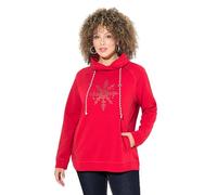 Ulla Popken Femme Grandes Tailles Sweat-Shirt à col Montant et Manches Longues, Poches, Flocon de Neige Salsa 50+ 824386510-50+