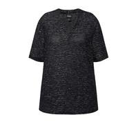 Ulla Popken Femme Grandes Tailles Sweat-Shirt à Manches Courtes et col V. Tissu texturé Marine 42+ 829794770-42+