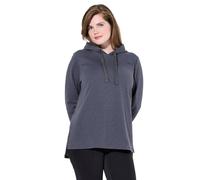 Ulla Popken Femme Grandes Tailles Sweat-Shirt à Message, Manches Longues et Capuche, Coupe Classic Gris Asphalte 54+ 834187110-54+