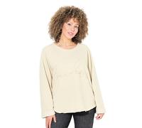 Ulla Popken Femme Grandes Tailles Sweat-Shirt, Broderie, col Rond, Manches Longues, Bords roulottés Sable 46+ 832509156-46+