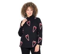 Ulla Popken Femme Grandes Tailles Sweat-Shirt Classique à col Montant et Manches Longues, Sucre d'orge Noir 46+ 833684100-46+