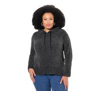 Ulla Popken Femme Grandes Tailles Sweat-Shirt en Maille Chenille, Capuche avec Cordon de Serrage, Manches Longues Gris Graphite 58+ 833068110-58+