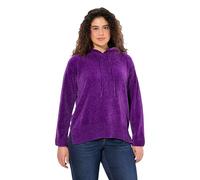 Ulla Popken Femme Grandes Tailles Sweat-Shirt en Maille Chenille, Capuche avec Cordon de Serrage, Manches Longues Violet foncé 50+ 833068835-50+