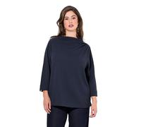 Ulla Popken Femme Grandes Tailles Sweat-Shirt texturé, Plis Fantaisie, col Montant et Manches 3/4 Marine 50+ 833368130-50+