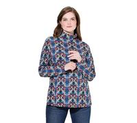 Ulla Popken Femme Grandes Tailles T-Shirt à col roulé et Manches Longues, imprimé Floral Noir 62+ 834489100-62+