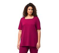 Ulla Popken Femme Grandes Tailles T-Shirt à Manches Courtes et col carré, Coupe évasée Rouge Magnolia 62+ 807286820-62+