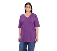 Ulla Popken Femme Grandes Tailles T-Shirt à Manches Courtes et col V, Coupe Relaxed Fit Violet 54+ 515283824-54+