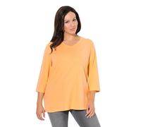Ulla Popken Femme Grandes Tailles T-Shirt avec cœur brodé, décolleté en V et Manches 3/4, Coupe Classic Fit pêche 58+ 845395651-58+