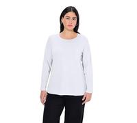 Ulla Popken Basic-Shirt, Rundhalsausschnitt, Slim, Baumwolle Manches Longues, Blanc (20), 44-46 Femme