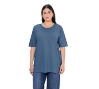 Ulla Popken Femme Grandes Tailles T-Shirt Coupe Relaxed Fit, col Rond et Manches Courtes Bleu Jean 54+ 486910721-54+