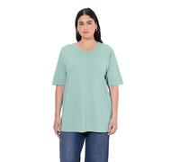 Ulla Popken Femme Grandes Tailles T-Shirt Coupe Relaxed Fit. Col Rond et Manches Courtes Vert Mousse Clair 58+ 486910182-58+