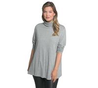 Ulla Popken Femme Grandes Tailles T-Shirt Coupe Slim Fit, Manches Longues et col roulé Gris Clair chiné 42+ 646813134-42+