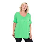 Ulla Popken Femme Grandes Tailles T-Shirt en Modal. Plis Fantaisie, col Rond et Manches Courtes. Coupe évasée Menthe Verte 54+ 796473438-54+