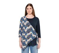 Ulla Popken Femme Grandes Tailles T-Shirt Esprit Cache-cœur, col Rond et Manches 3/4. Coton Bio. Marine 46+ 830024130-46+