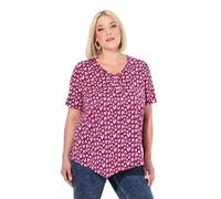 Ulla Popken T- Shirt, Herzen, Zipfelsaum, V-Ausschnitt, Halbarm, Rubis, 54-56 Femmes