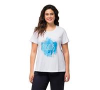 Ulla Popken T- Shirt avec imprimé sur Le Devant dans Les Tons Bleus, Classic 829290, Blanc Neige, 56/58 FR Femmes