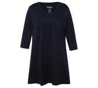 Ulla Popken Femme Grandes Tailles T-Shirt Long, Coupe évasée, décolleté en V et Manches 3/4 825989