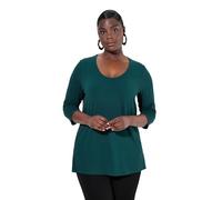 Ulla Popken Shirt, Tiefer Rundhalsausschnitt, 3/4 Arm, col Rond Profond, Manches, Bleu, 54-56 Femmes