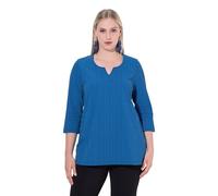 Ulla Popken Femme Grandes Tailles T-Shirt Manches 3/4 et col Tunisien. Motif Chevrons. Silhouette en A. Bleu Roi 54+ 812380760-54+