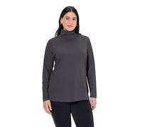 Ulla Popken Femme Grandes Tailles T-Shirt Manches Longues en Coton col Montant Anthracite chiné 64/66 646813 12-62+