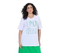 Ulla Popken Femme Grandes Tailles T-Shirt Oversize Limoncello, décollété en V et Manches Courtes Blanc Neige 54+ 847899201-54+