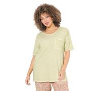 Ulla Popken Femme Grandes Tailles T-Shirt Oversize. Manches Courtes. Poche Poitrine ruchée Pistache 46+ 825201407-46+