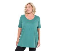 Ulla Popken T- Shirt, Zierfalten, A-Linie, Rundhals, Halbarm, Modal Maillot de Tunique, Vert, 44-46 Femmes