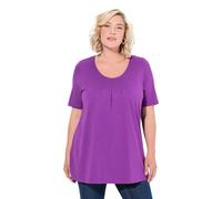 Ulla Popken T- Shirt, Zierfalten, A-Linie, Rundhals, Halbarm, Modal Maillot de Tunique, Lilas, 48-50 Femmes