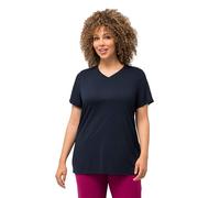 Ulla Popken T- Shirt Fonctionnel, antibactérien, col en V, Manches mi-Longues, Marine, 52-54 Femme
