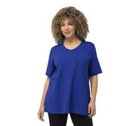 Ulla Popken T- Shirt, A-Linie, V-Ausschnitt, Halbarm col en V, Bleu Cobalt, 58-60 Femmes