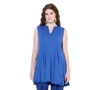 Ulla Popken Femme Grandes Tailles Top, Coupe A-Ligne, Encolure Tunique, sans Manches, Coton Biologique Bleu Bleuet 42+ 838864744-42+