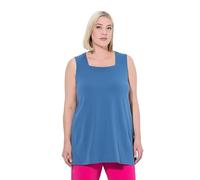 Ulla Popken Femme Grandes Tailles Top Long, Classic, Encolure carrée Bleu Jean 50+ 807310721-50+
