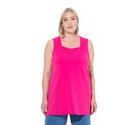 Ulla Popken Femme Grandes Tailles Top Long, Classic, Encolure carrée Rose Vif Magenta 54+ 807310528-54+