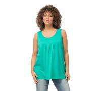 Ulla Popken, Femme Grandes Tailles Top Plis Décoratifs Ligne A Col Rond sans Manches Modal, Vert Turquoise., 44/46 FR