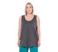 Ulla Popken Femme Grandes Tailles Top, Plis Fantaisie, Ligne A, sans Manches Gris Graphite 50+ 796470110-50+