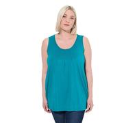 Ulla Popken Femme Grandes Tailles Top, Plis Fantaisie, Ligne A, sans Manches pétrol 58+ 796470769-58+