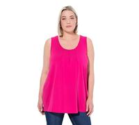 Ulla Popken Femme Grandes Tailles Top, Plis Fantaisie, Ligne A, sans Manches Rose Vif Magenta 58+ 796470528-58+