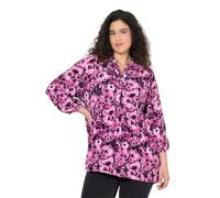 Ulla Popken Femme Grandes Tailles Tunique à Fleurs, col Tunisien et Manches 3/4 Framboise 50+ 842100820-50+