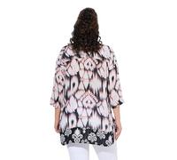 Ulla Popken Femme Grandes Tailles Tunique Longue, col Chemise, Manches 3/4, Plus Longue dans Le Dos Corail 50+ 838876505-50+