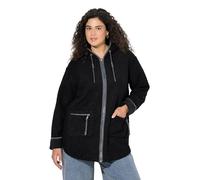 Ulla Popken Femme Grandes Tailles Veste à Capuche en Polaire bou Poches zippées et Doublure en Polaire Noir 50+ 837127100-50+