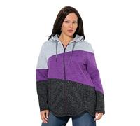 Ulla Popken Femme Grandes Tailles Veste en Maille Polaire, Capuche et Fermeture zippée, Esprit « Colour Block » Violet 54+ 835951824-54+