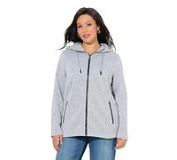 Ulla Popken Femme Grandes Tailles Veste en Maille Polaire, Capuche, Poches zippées Gris Clair chiné 46+ 814634134-46+
